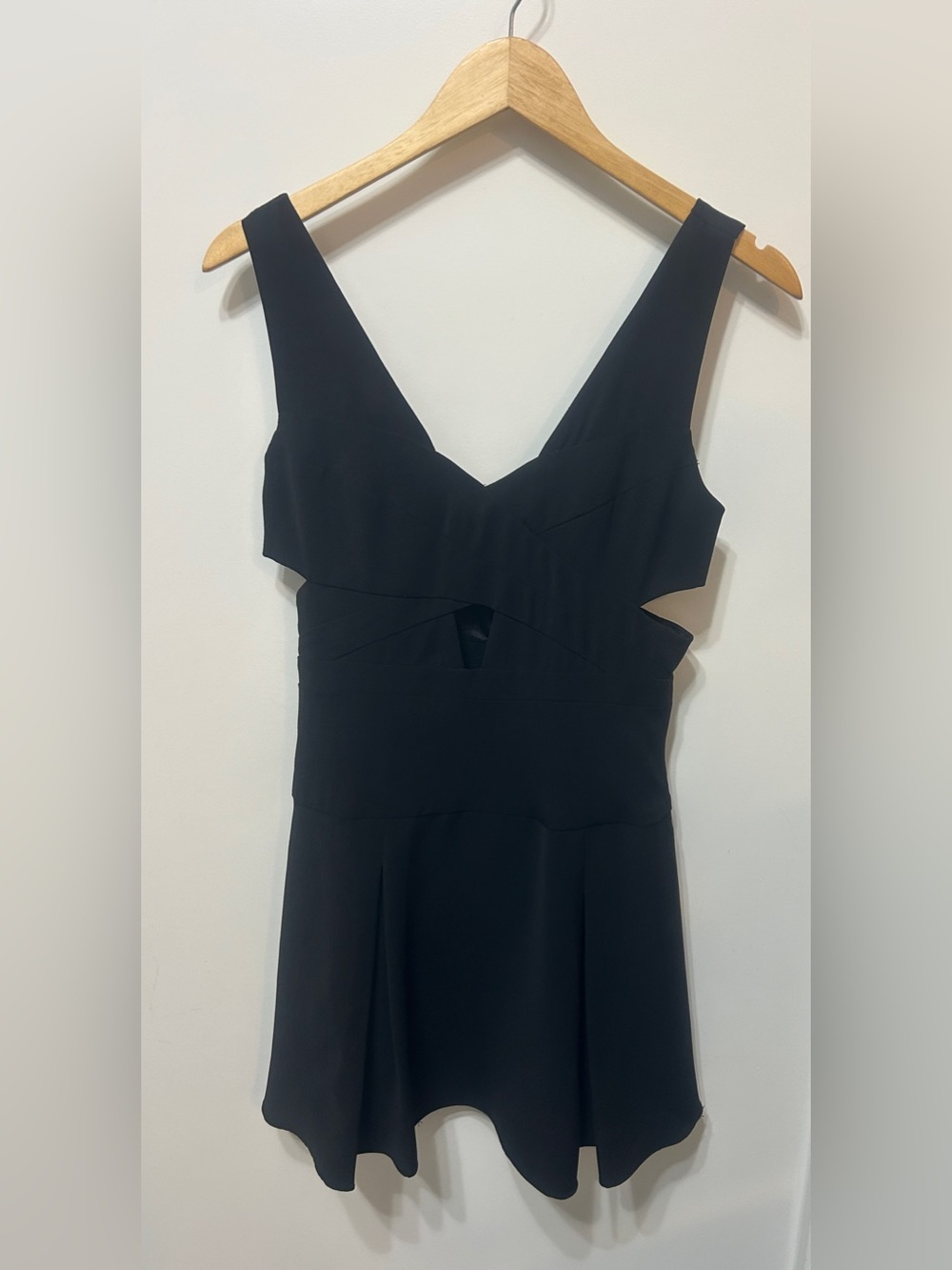 Sleeveless Black V-Neck Cutout Mini Dress